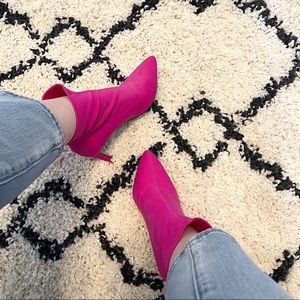 hot pink / bright pink sock booties